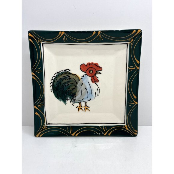 Rooster Decorative Plate TableArts Debra Cherniawsky 1996 7.5 inch Square - Picture 3 of 4